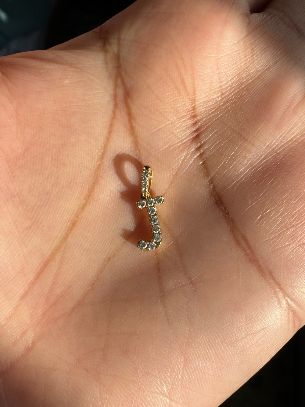 10K Gold βJβ Pendant with Natural Diamonds